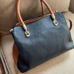 Valentina black leather satchel bag black